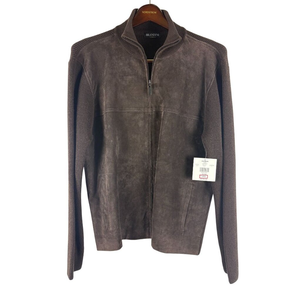 NWT VTG Brandini Le Collezioni Suede & Merino Wool Cozy Zip Jacket Women's M